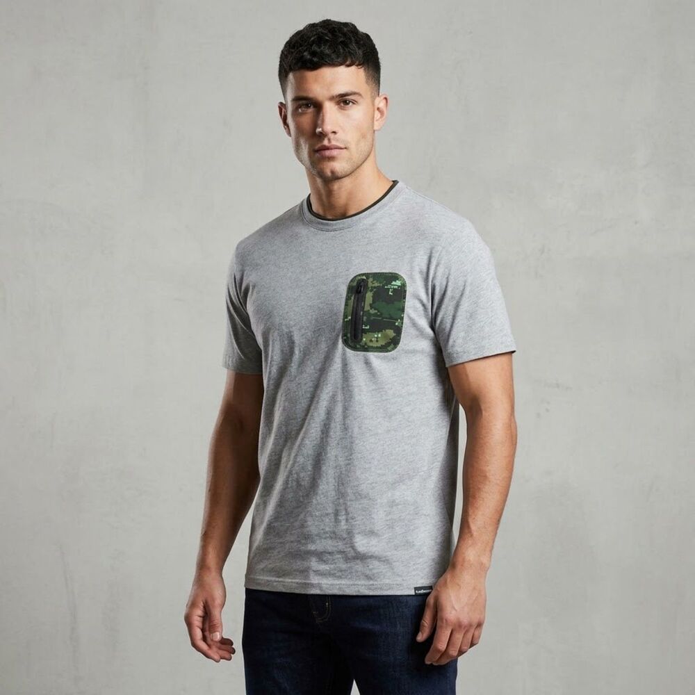 The Hundreds Camo Pocket T-Shirt Grey Large Short Sleeves Cotton